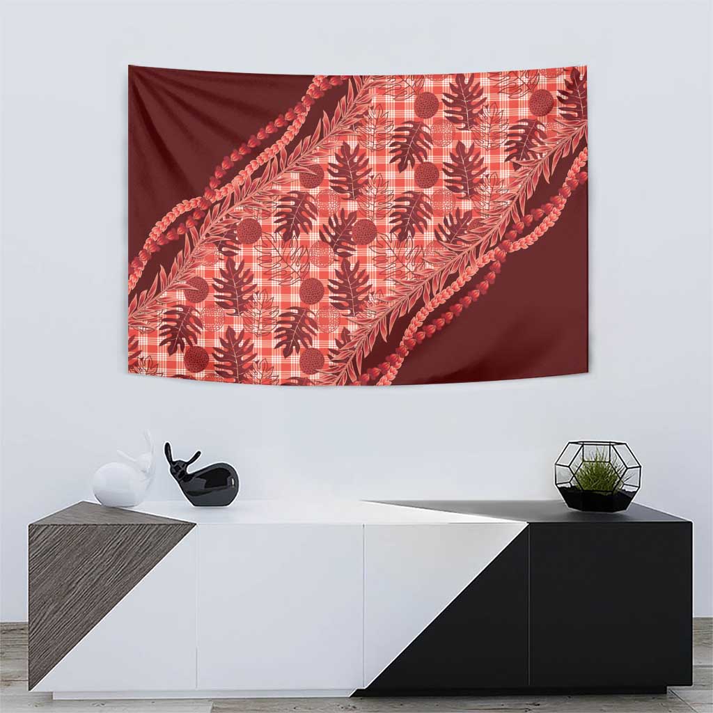 Hawaii Breadfruit Palaka Tapestry Ulaula Maile Lei - Polynesian Pride