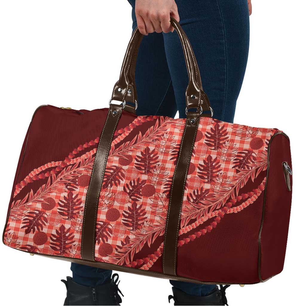 Hawaii Breadfruit Palaka Travel Bag Ulaula Maile Lei - Polynesian Pride