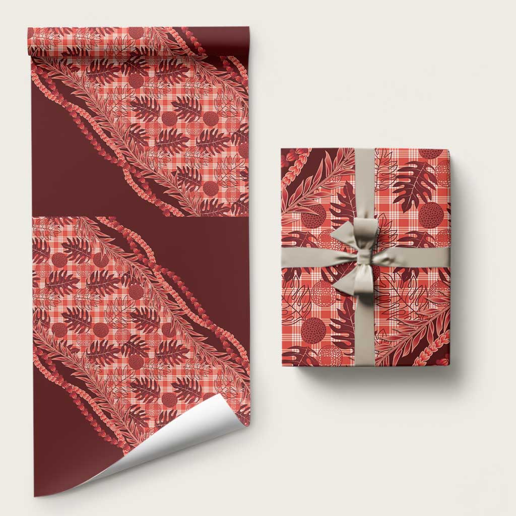 Hawaii Breadfruit Palaka Wrapping Paper Ulaula Maile Lei - Polynesian Pride