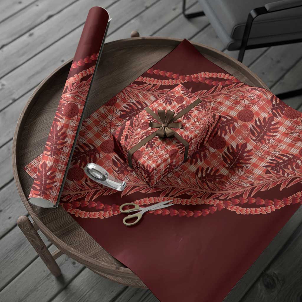 Hawaii Breadfruit Palaka Wrapping Paper Ulaula Maile Lei - Polynesian Pride