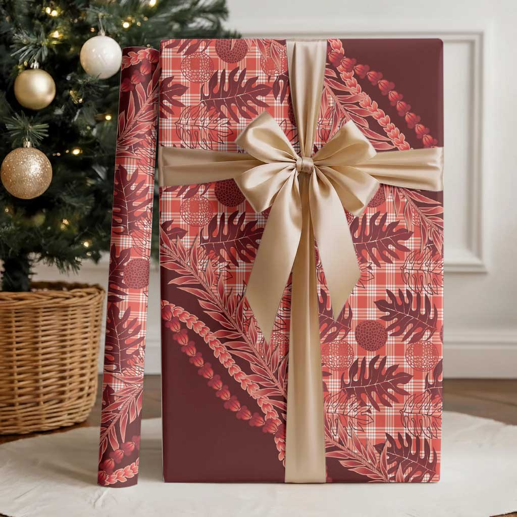 Hawaii Breadfruit Palaka Wrapping Paper Ulaula Maile Lei - Polynesian Pride