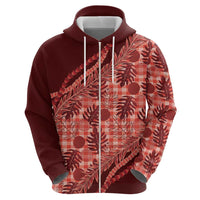 Hawaii Breadfruit Palaka Zip Hoodie Ulaula Maile Lei - Polynesian Pride