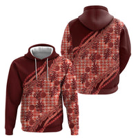 Hawaii Breadfruit Palaka Zip Hoodie Ulaula Maile Lei - Polynesian Pride