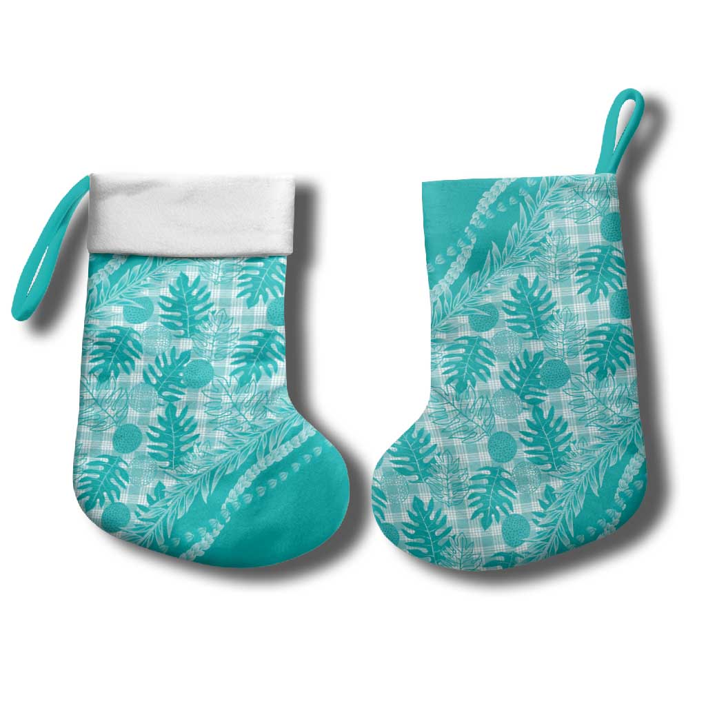 Hawaii Breadfruit Palaka Christmas Stocking Polu Opal Maile Lei - Polynesian Pride