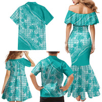 Hawaii Breadfruit Palaka Family Matching Mermaid Dress and Hawaiian Shirt Polu Opal Maile Lei LT9 - Polynesian Pride