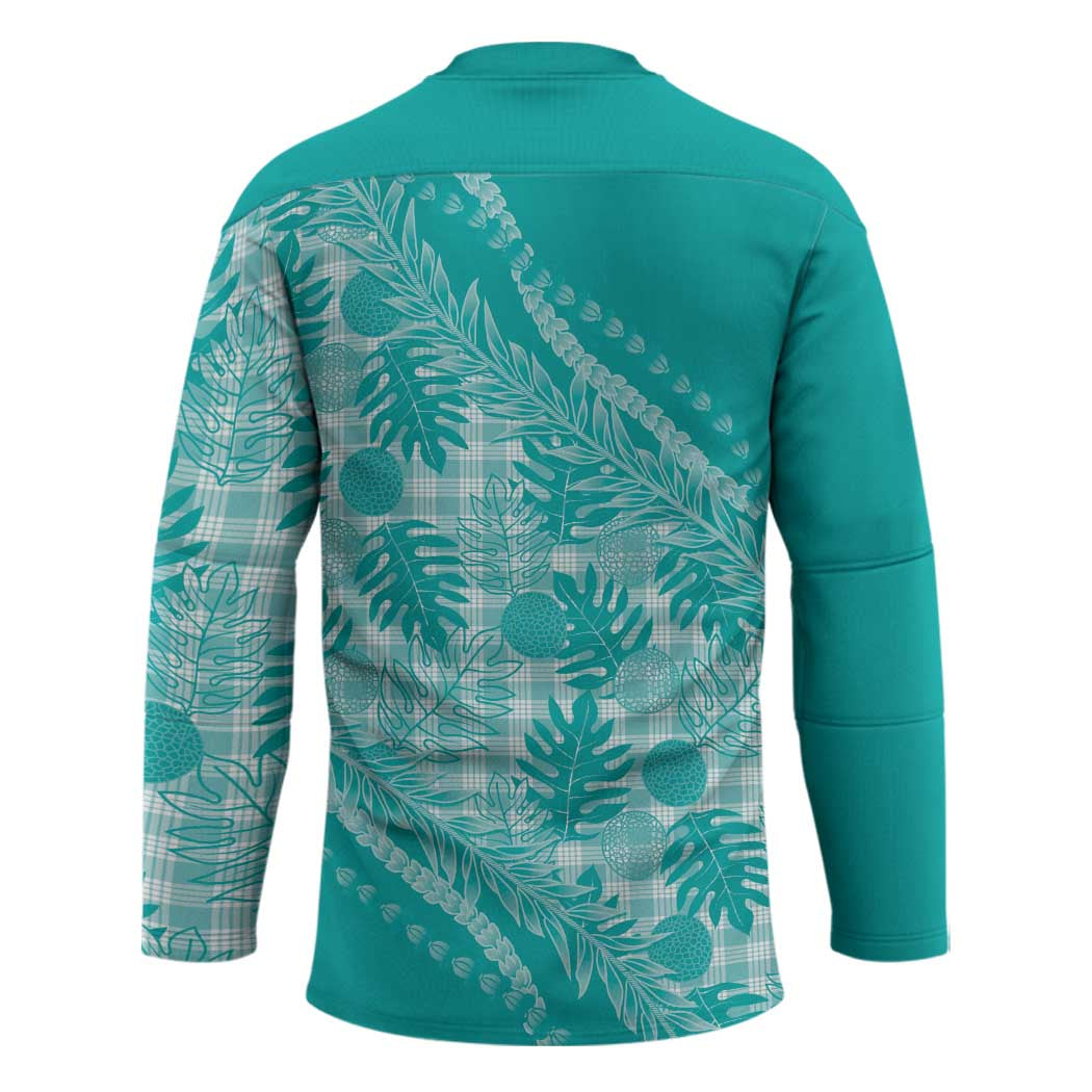 Hawaii Breadfruit Palaka Hockey Jersey Polu Opal Maile Lei - Polynesian Pride