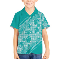 Hawaii Breadfruit Palaka Kid Hawaiian Shirt Polu Opal Maile Lei - Polynesian Pride