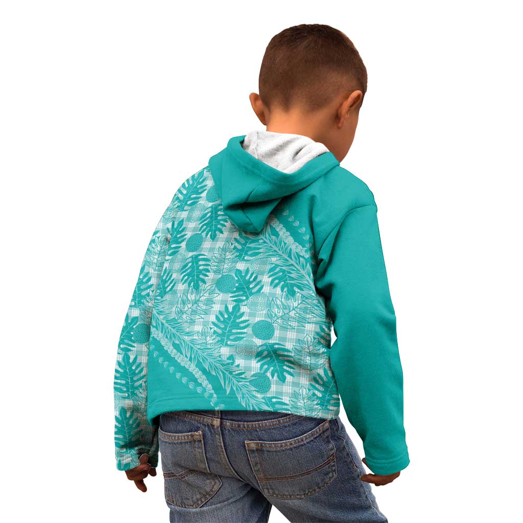 Hawaii Breadfruit Palaka Kid Hoodie Polu Opal Maile Lei - Polynesian Pride