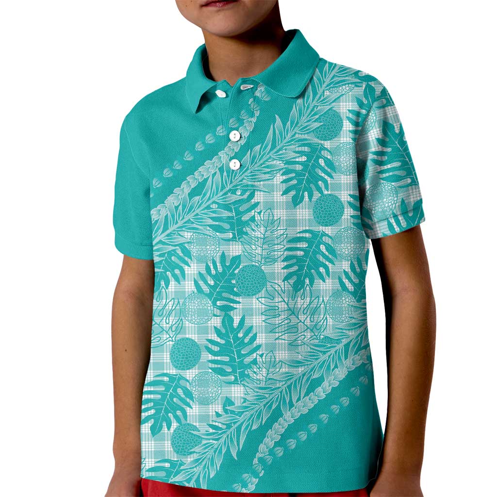 Hawaii Breadfruit Palaka Kid Polo Shirt Polu Opal Maile Lei - Polynesian Pride