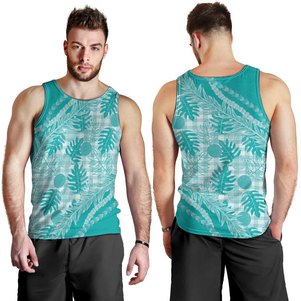 Hawaii Breadfruit Palaka Men Tank Top Polu Opal Maile Lei - Polynesian Pride