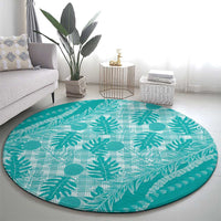Hawaii Breadfruit Palaka Round Carpet Polu Opal Maile Lei - Polynesian Pride
