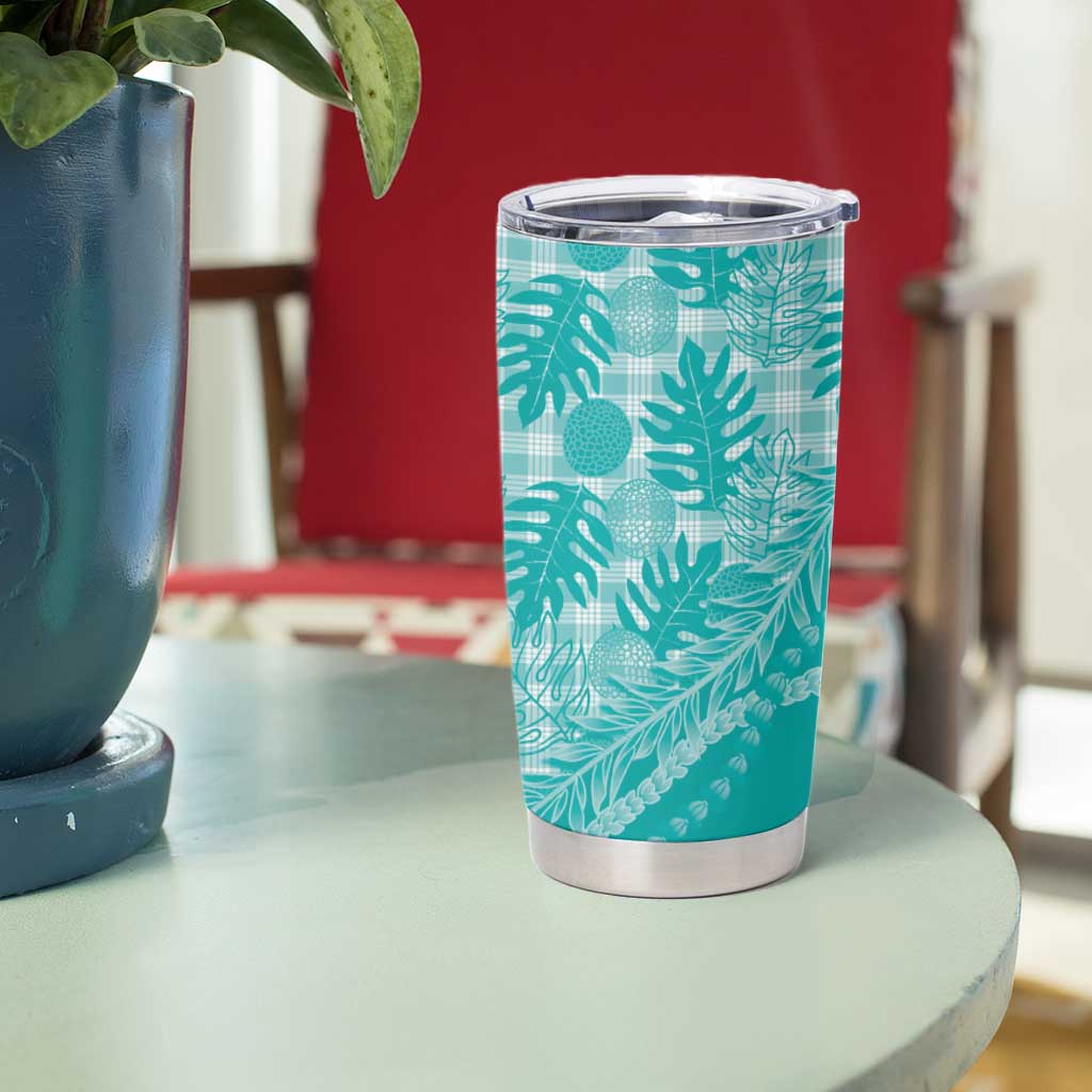 Hawaii Breadfruit Palaka Tumbler Cup Polu Opal Maile Lei - Polynesian Pride