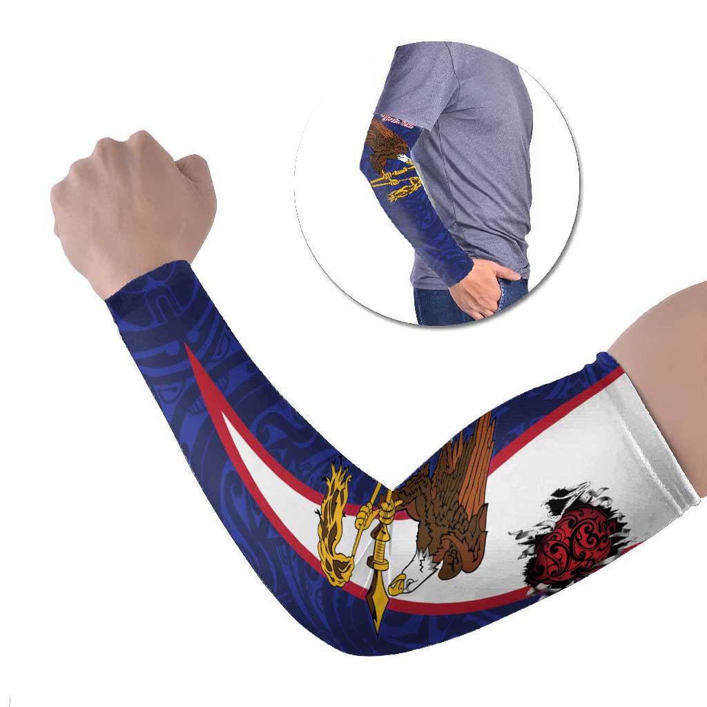 American Samoa Heart Tribal Personalized Arm Sleeves Polynesian Patterns