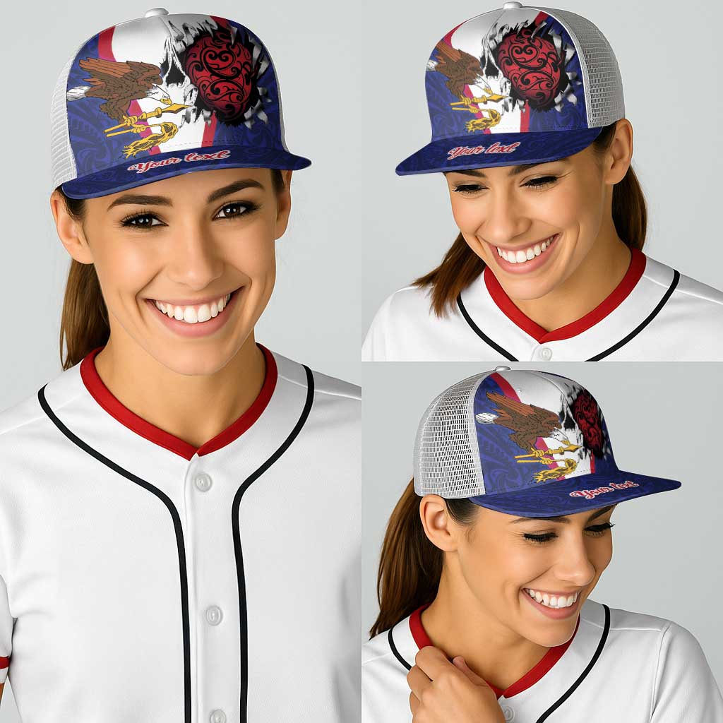 American Samoa Heart Tribal Personalized Baseball Net Cap Polynesian Patterns