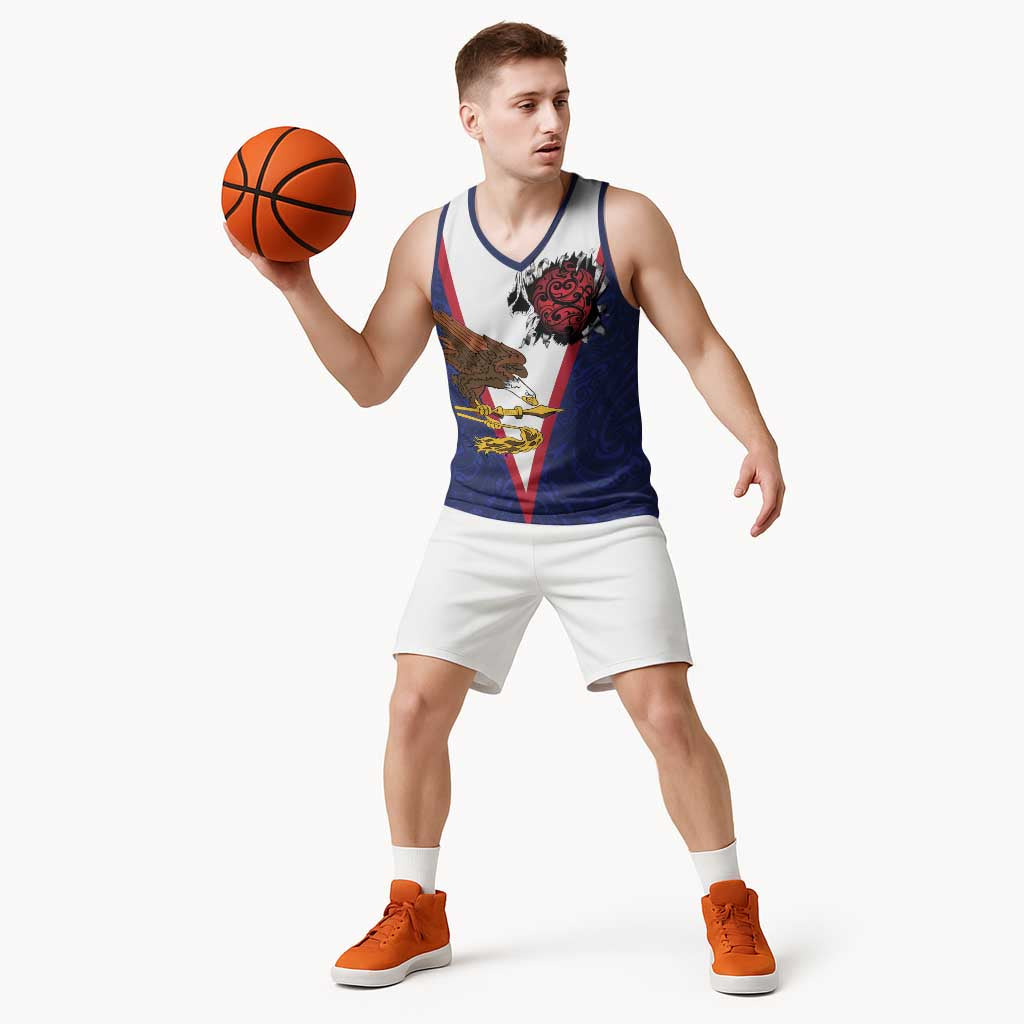 American Samoa Heart Tribal Personalized Basketball Jersey Polynesian Patterns LT9 - Polynesian Pride