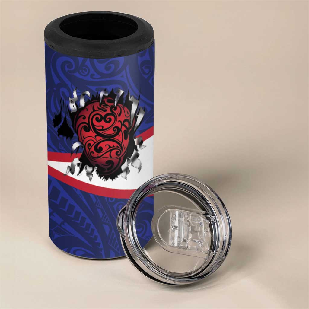 American Samoa Heart Tribal Personalized 4 in 1 Can Cooler Tumbler Polynesian Patterns
