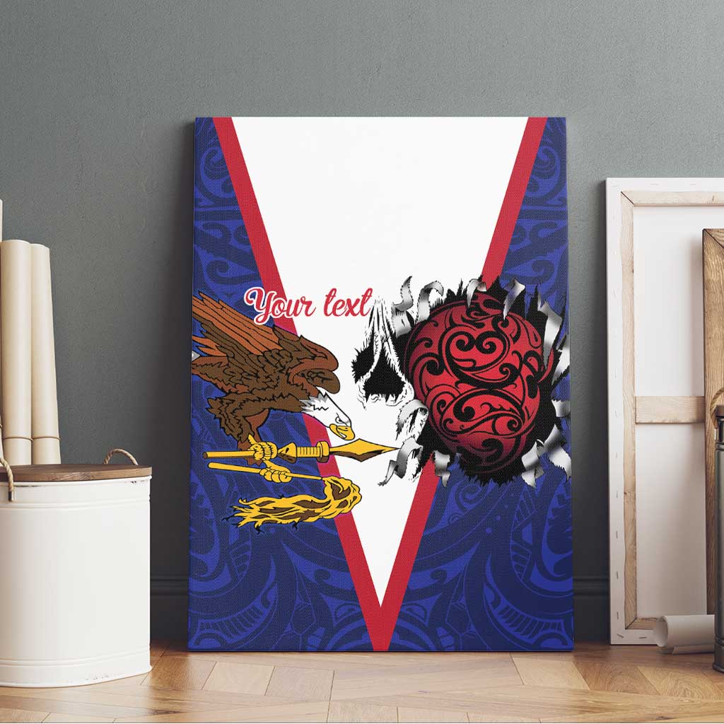 American Samoa Heart Tribal Personalized Canvas Wall Art Polynesian Patterns