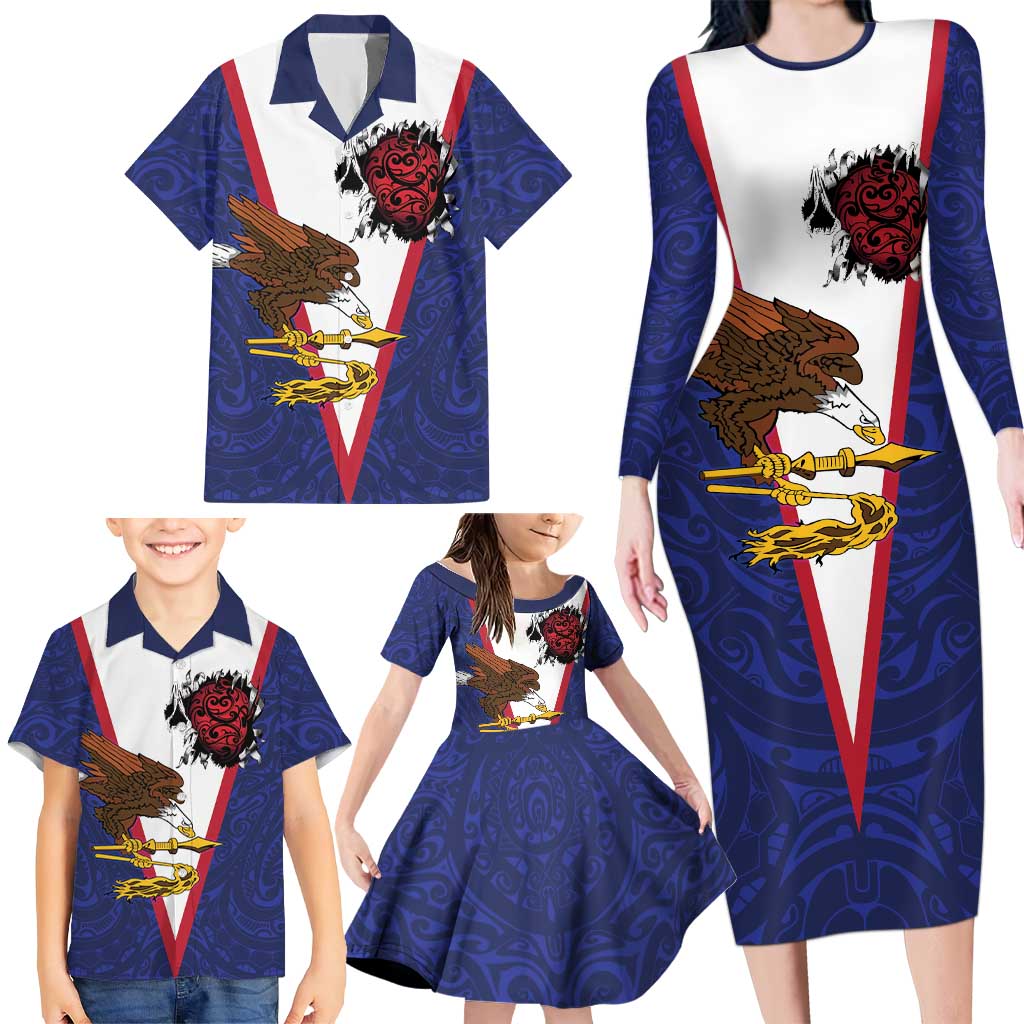 American Samoa Heart Tribal Personalized Family Matching Long Sleeve Bodycon Dress and Hawaiian Shirt Polynesian Patterns