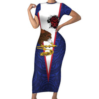 American Samoa Heart Tribal Personalized Family Matching Short Sleeve Bodycon Dress and Hawaiian Shirt Polynesian Patterns