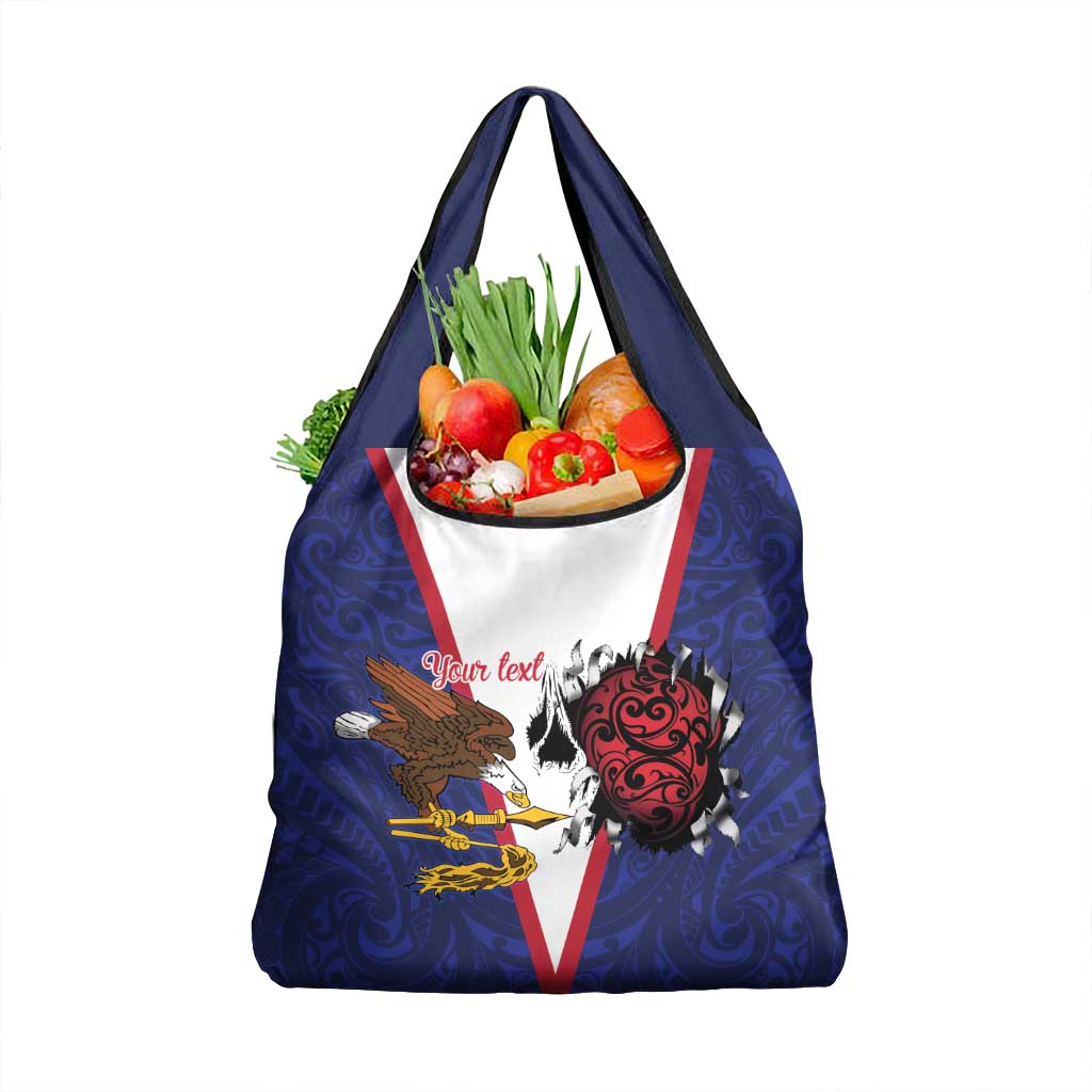 American Samoa Heart Tribal Personalized Grocery Bag Polynesian Patterns
