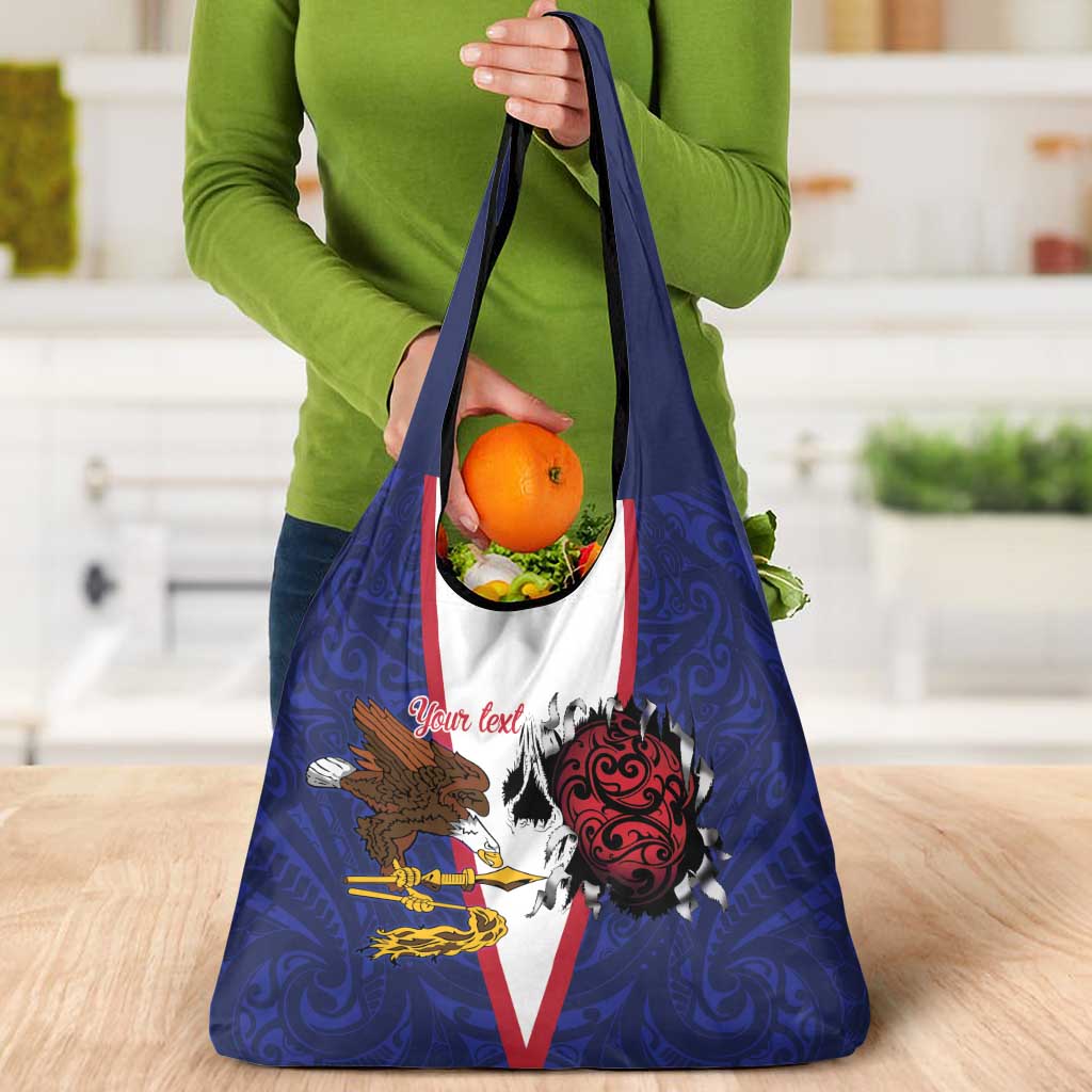 American Samoa Heart Tribal Personalized Grocery Bag Polynesian Patterns