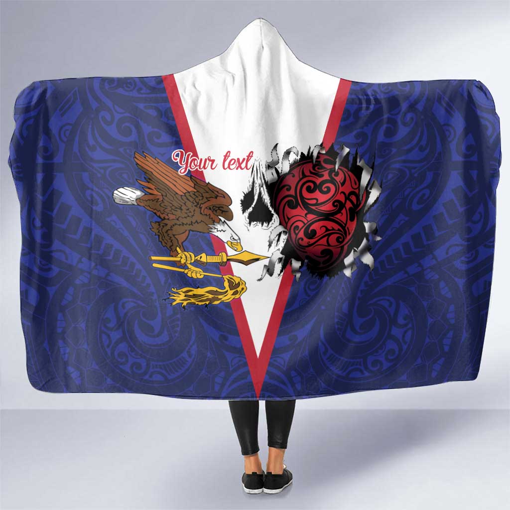 American Samoa Heart Tribal Personalized Hooded Blanket Polynesian Patterns