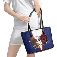 American Samoa Heart Tribal Personalized Leather Tote Bag Polynesian Patterns LT9 - Polynesian Pride