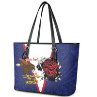 American Samoa Heart Tribal Personalized Leather Tote Bag Polynesian Patterns LT9 - Polynesian Pride