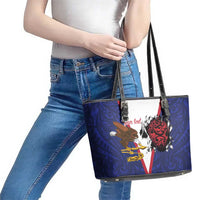 American Samoa Heart Tribal Personalized Leather Tote Bag Polynesian Patterns LT9 - Polynesian Pride