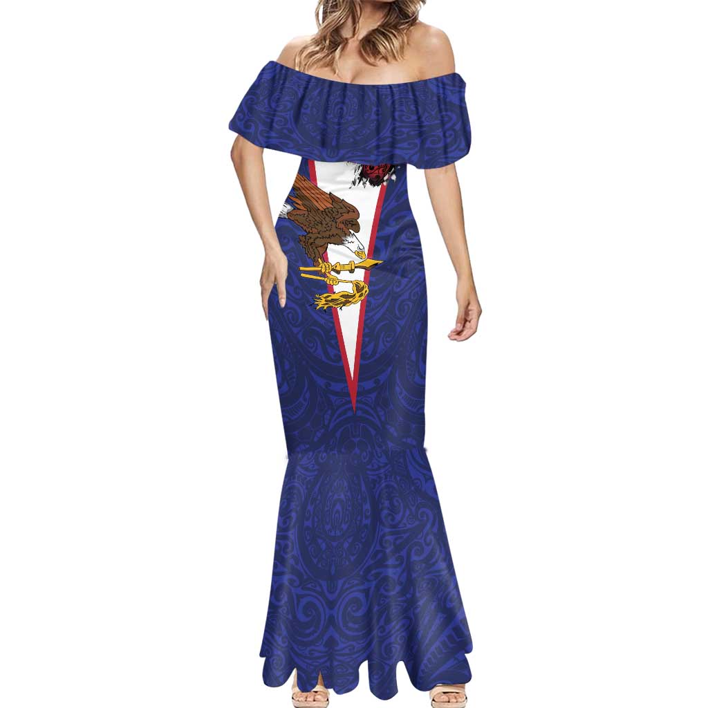 American Samoa Heart Tribal Personalized Mermaid Dress Polynesian Patterns