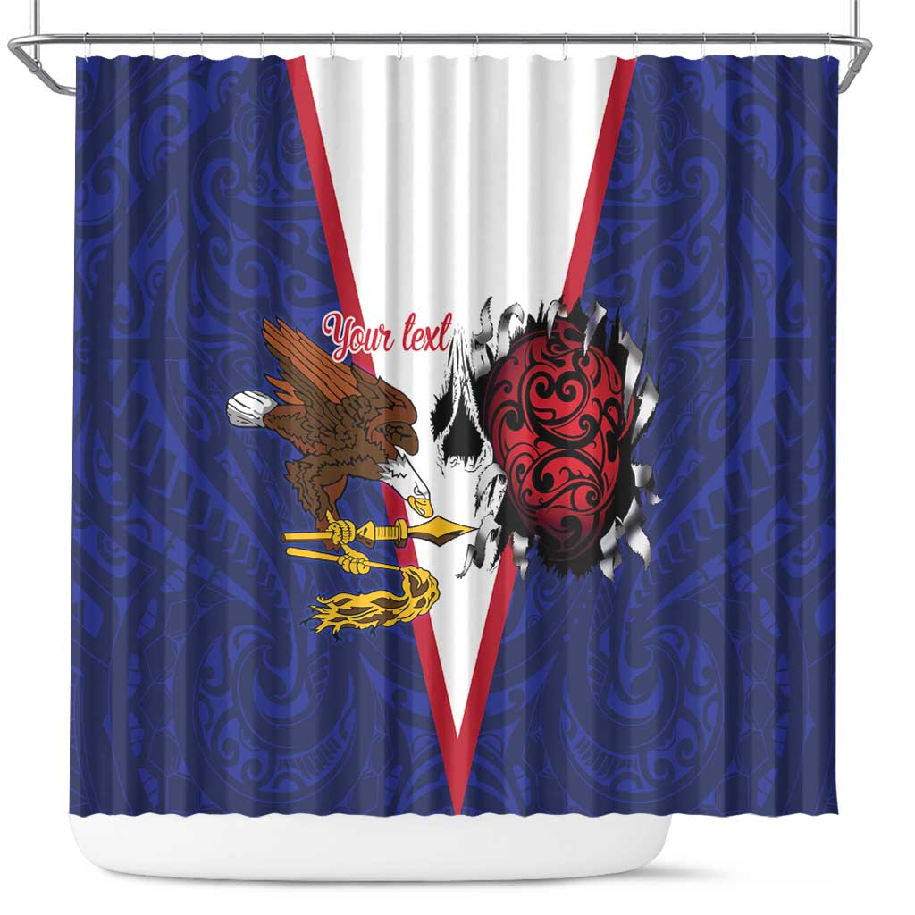 American Samoa Heart Tribal Personalized Shower Curtain Polynesian Patterns