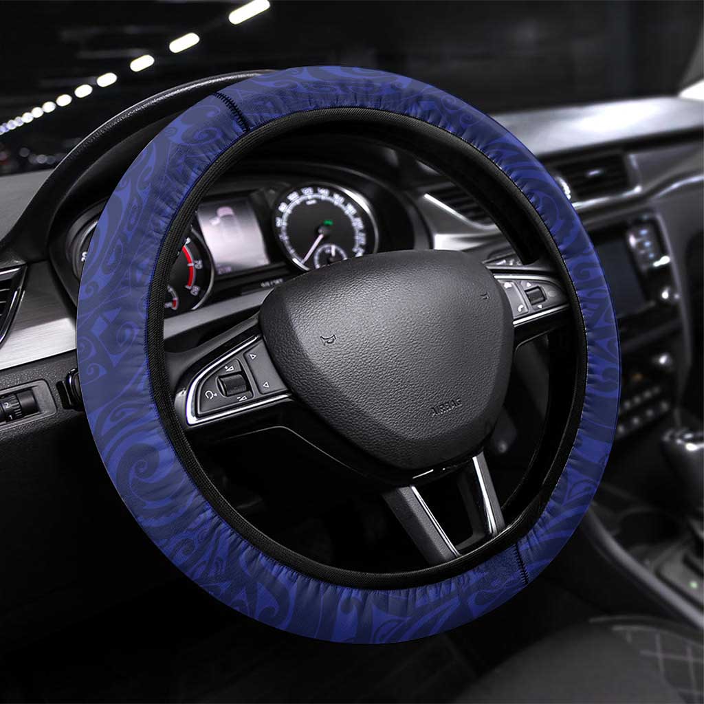 American Samoa Heart Tribal Steering Wheel Cover Polynesian Patterns LT9 Universal Fit Blue - Polynesian Pride