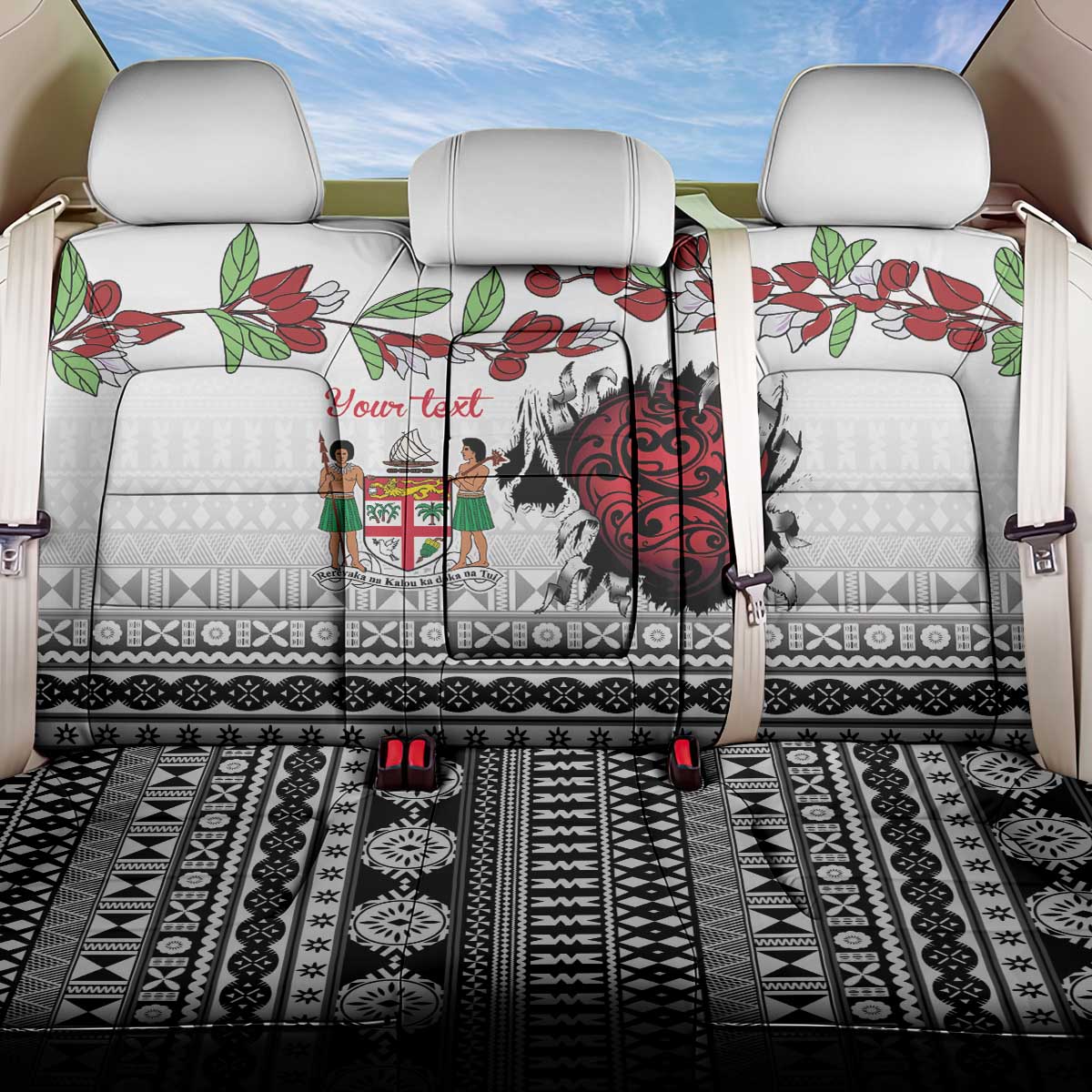 Fiji Heart Tribal Personalised Back Car Seat Cover Polynesian Patterns