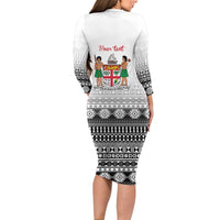 Fiji Heart Tribal Personalised Family Matching Long Sleeve Bodycon Dress and Hawaiian Shirt Polynesian Patterns LT9 - Polynesian Pride