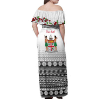 Fiji Heart Tribal Personalised Family Matching Off Shoulder Maxi Dress and Hawaiian Shirt Polynesian Patterns