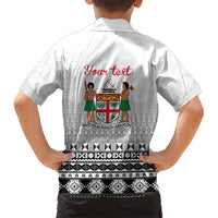 Fiji Heart Tribal Personalised Family Matching Short Sleeve Bodycon Dress and Hawaiian Shirt Polynesian Patterns LT9 - Polynesian Pride