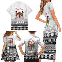 Fiji Heart Tribal Personalised Family Matching Short Sleeve Bodycon Dress and Hawaiian Shirt Polynesian Patterns LT9 - Polynesian Pride
