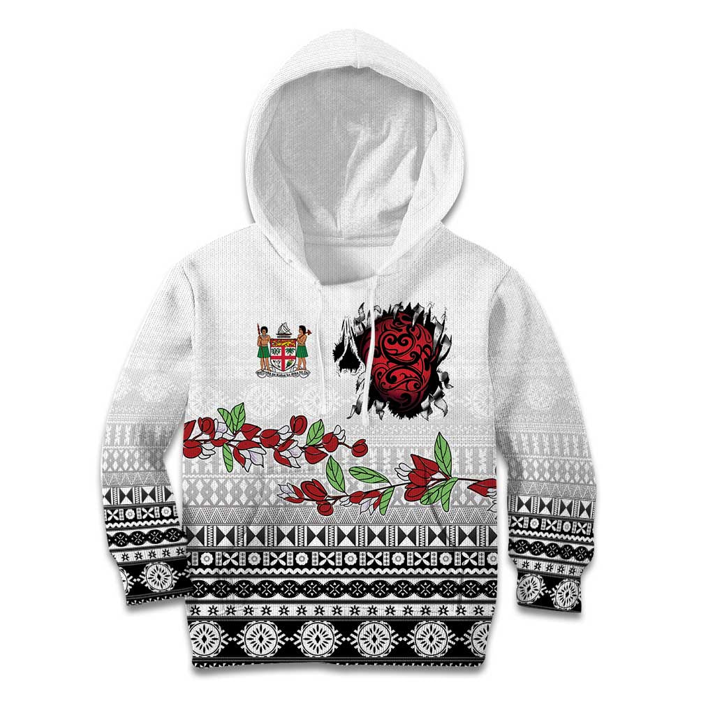 Fiji Heart Tribal Personalised Kid Hoodie Polynesian Patterns