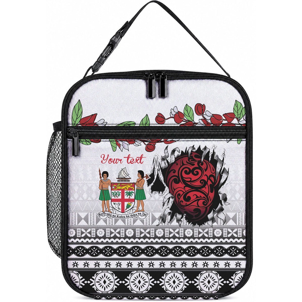Fiji Heart Tribal Personalised Lunch Bag Polynesian Patterns LT9 10.2 × 8.3 × 4.3 inch White - Polynesian Pride