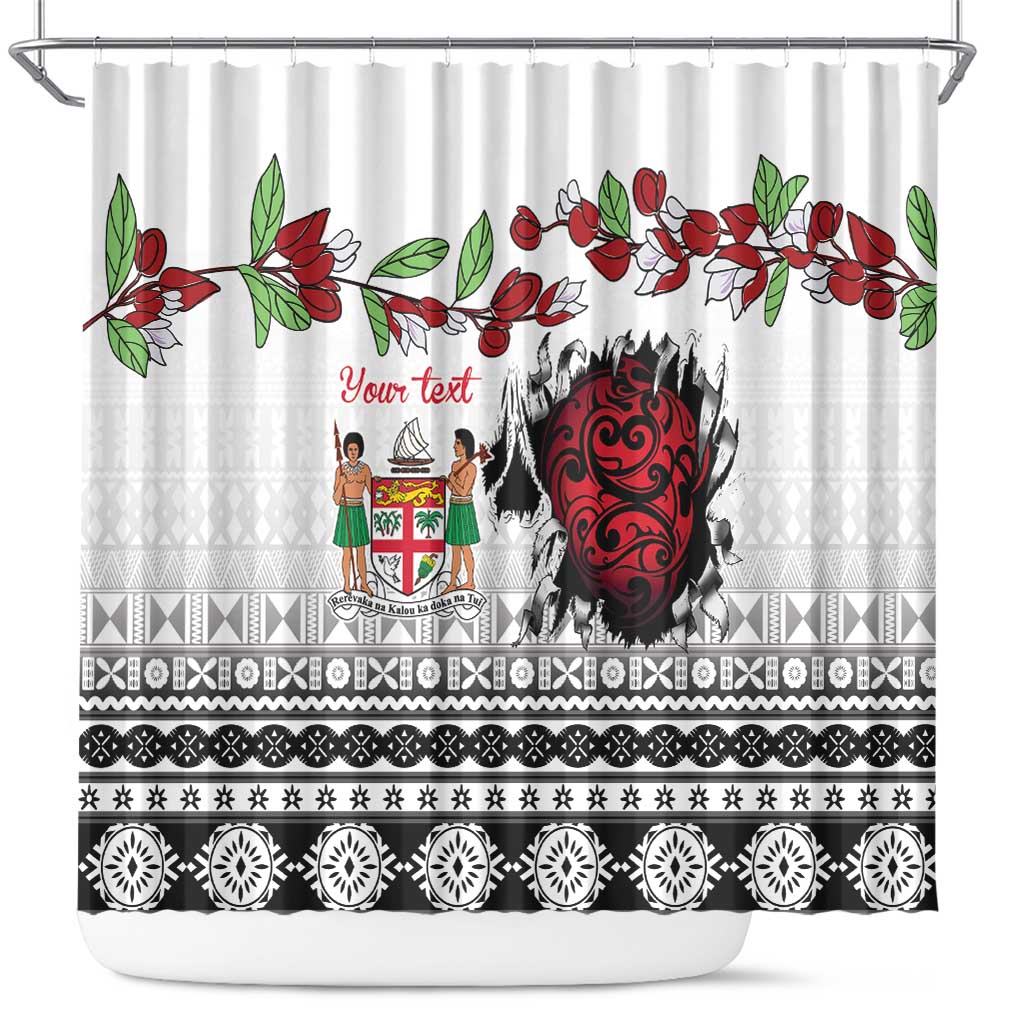 Fiji Heart Tribal Personalised Shower Curtain Polynesian Patterns