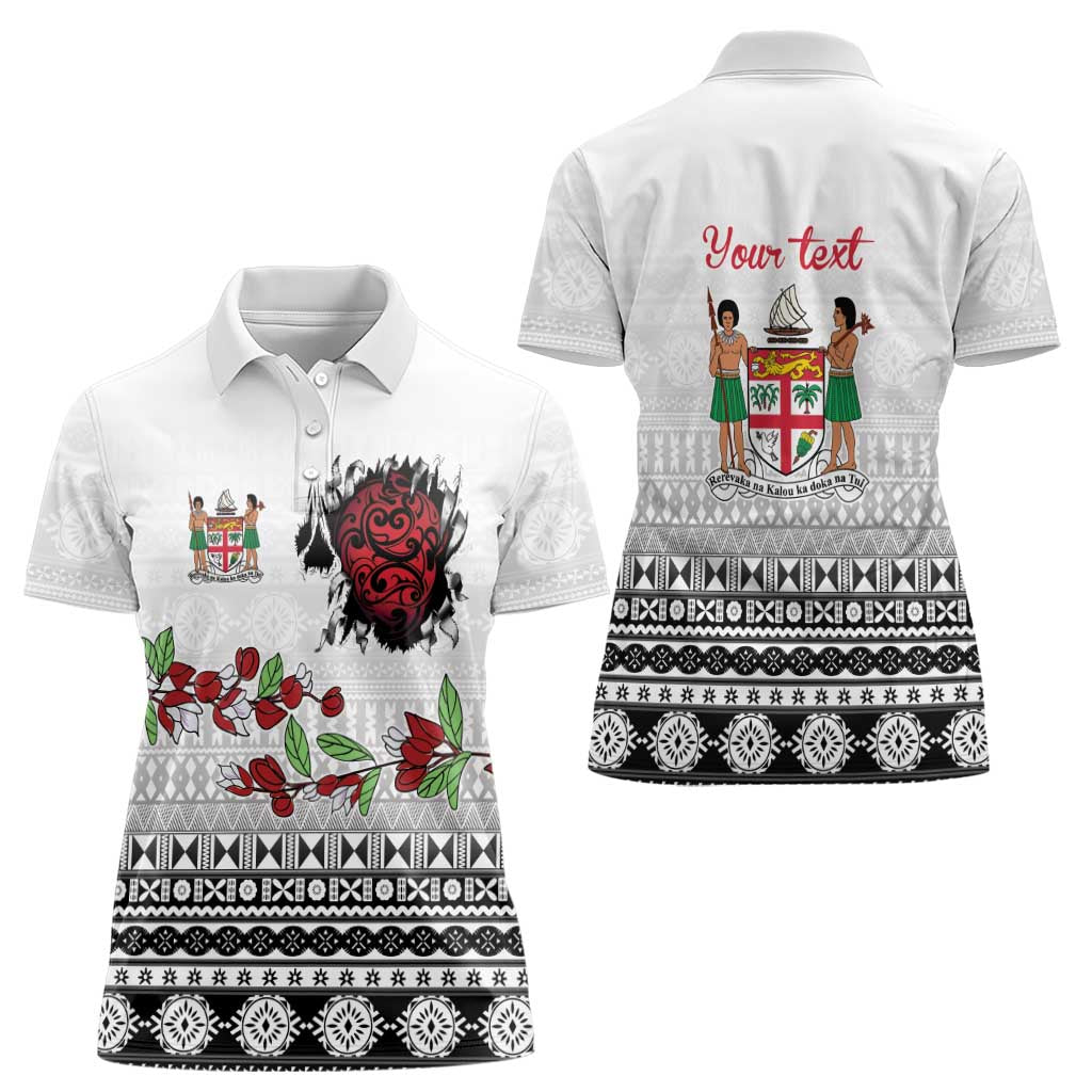 Fiji Heart Tribal Personalised Women Polo Shirt Polynesian Patterns