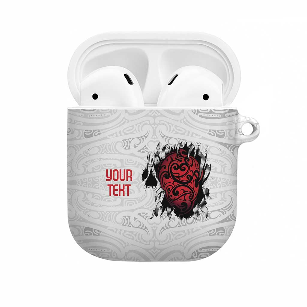 New Zealand Maori Heart Tribal Personalised AirPods Case Polynesian Patterns LT9 White - Polynesian Pride