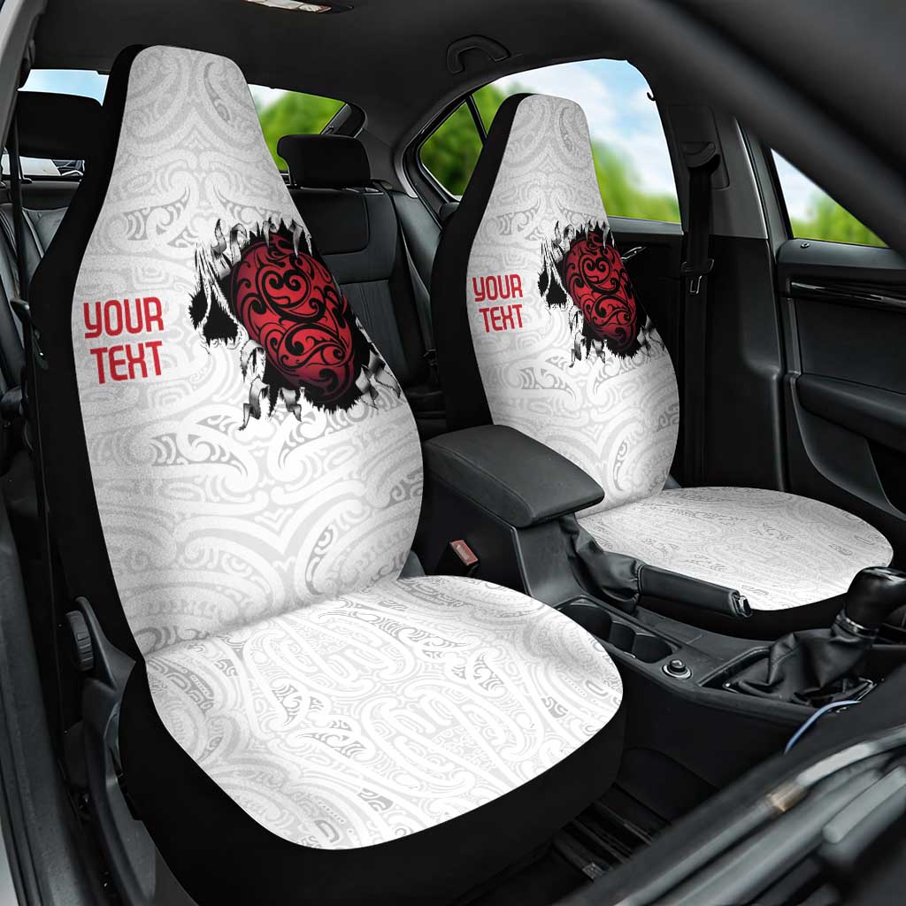 New Zealand Maori Heart Tribal Personalised Car Seat Cover Polynesian Patterns
