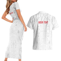 New Zealand Maori Heart Tribal Personalised Couples Matching Short Sleeve Bodycon Dress and Hawaiian Shirt Polynesian Patterns LT9 - Polynesian Pride