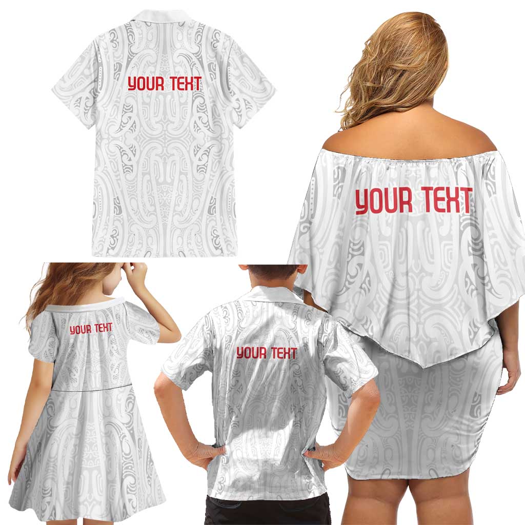 New Zealand Maori Heart Tribal Personalised Family Matching Off Shoulder Short Dress and Hawaiian Shirt Polynesian Patterns LT9 - Polynesian Pride