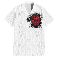 New Zealand Maori Heart Tribal Personalised Family Matching Puletasi and Hawaiian Shirt Polynesian Patterns LT9 Dad's Shirt - Short Sleeve White - Polynesian Pride