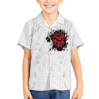 New Zealand Maori Heart Tribal Personalised Family Matching Tank Maxi Dress and Hawaiian Shirt Polynesian Patterns LT9 Son's Shirt White - Polynesian Pride