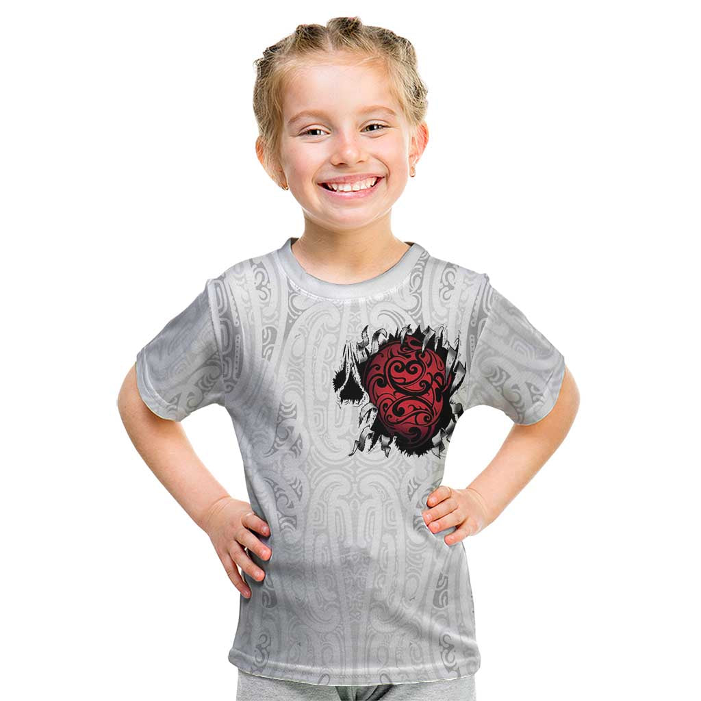 New Zealand Maori Heart Tribal Personalised Kid T Shirt Polynesian Patterns