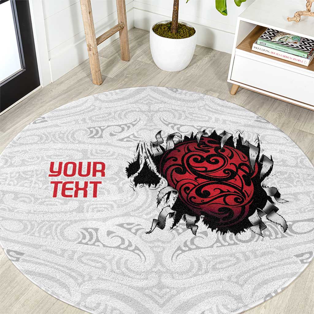 New Zealand Maori Heart Tribal Personalised Round Carpet Polynesian Patterns