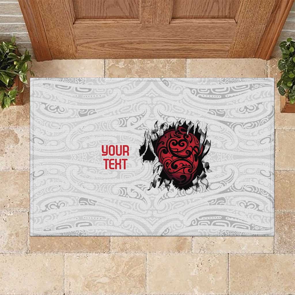 New Zealand Maori Heart Tribal Personalised Rubber Doormat Polynesian Patterns